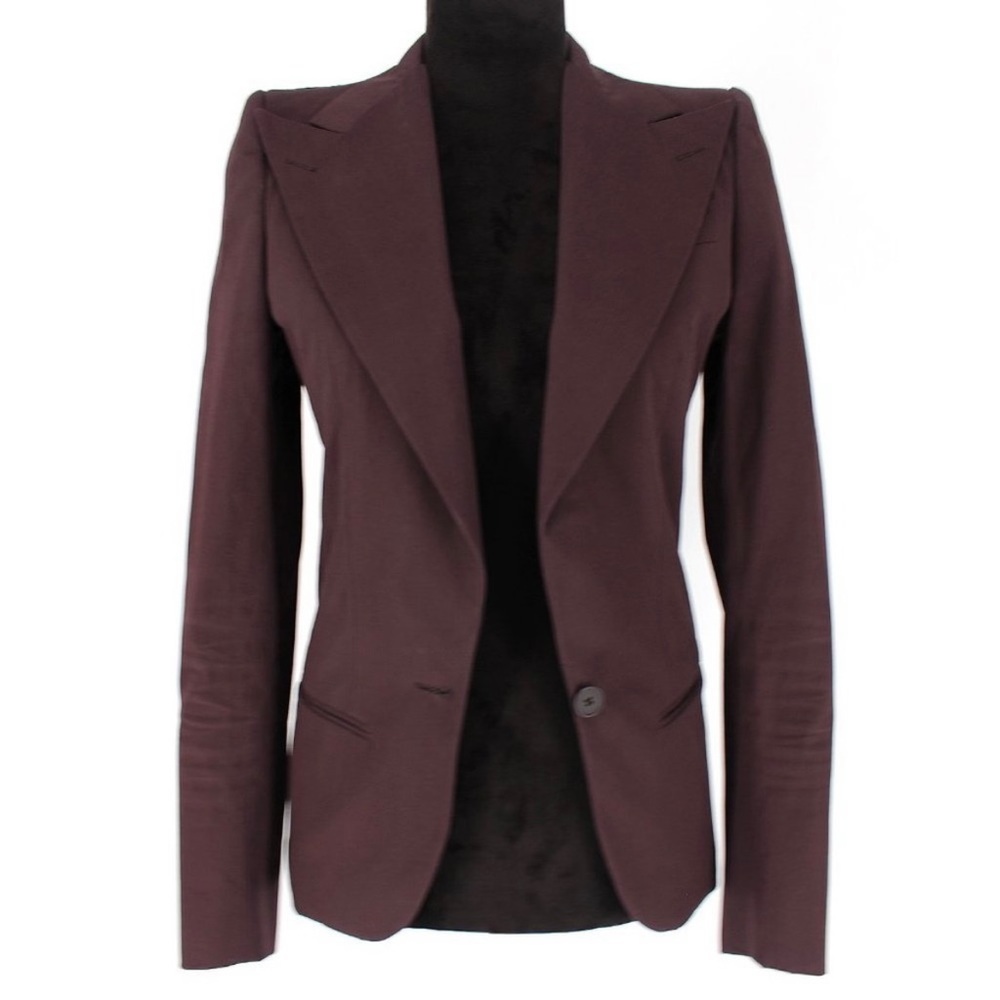 Bottega Veneta Plum Purple Blazer Single Breasted Jacket 40 XS Small Cupro - Picture 2 of 7